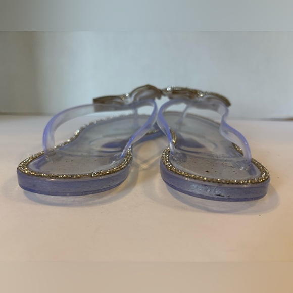 Forever rhinestone & bow accented jelly flip flops sandals size 9 - Picture 7 of 10
